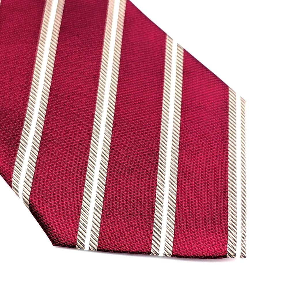 Vintage 90s Izod Repp Tie Diagonal Stripe Classic Prep Academia Crimson Gold